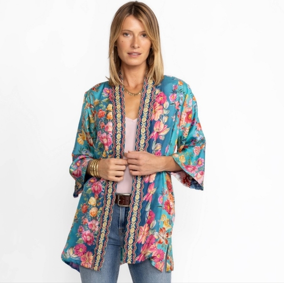 Johnny Was 100% Silk Reversible Stallion Yena Kimono, Boho, S, NWT - Picture 3 of 10